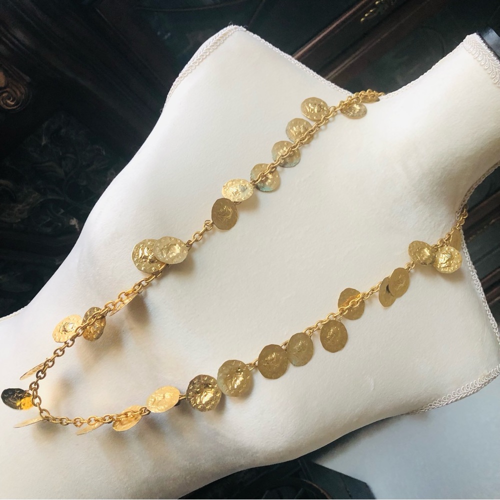 Vintage Spanish faux coin chain link necklace